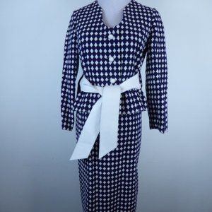 Monte Sano Pruzan navy skirt suit vintage XS S I MAGNIN BEVERLY HILLS